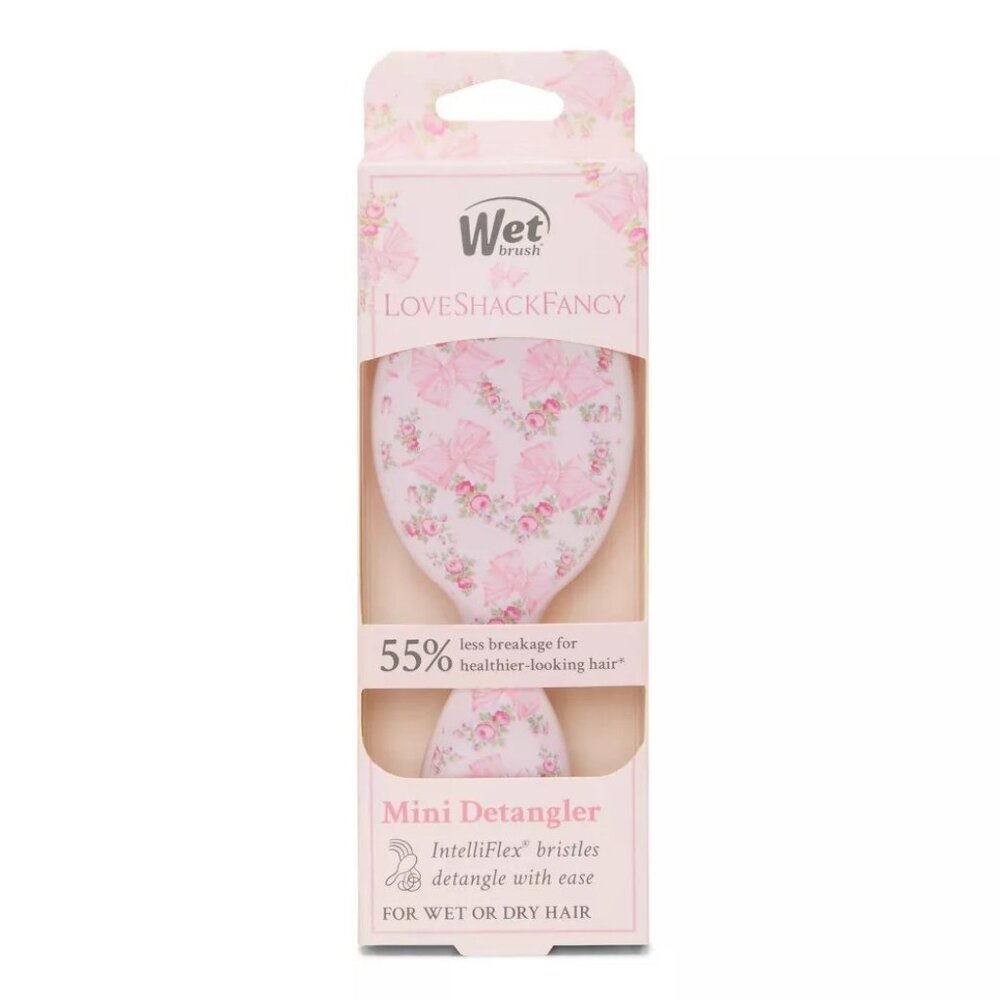 NIB LoveShackFancy x Wet Brush Mini Detangler brush in Rose Beaux